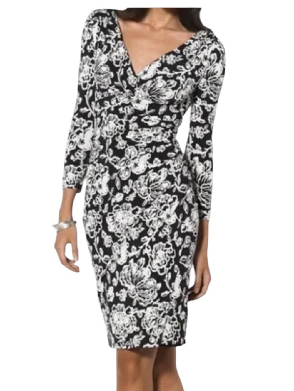 Lauren Ralph Lauren Faux Wrap Floral Midi Shift Dress Sz 4 Original $134